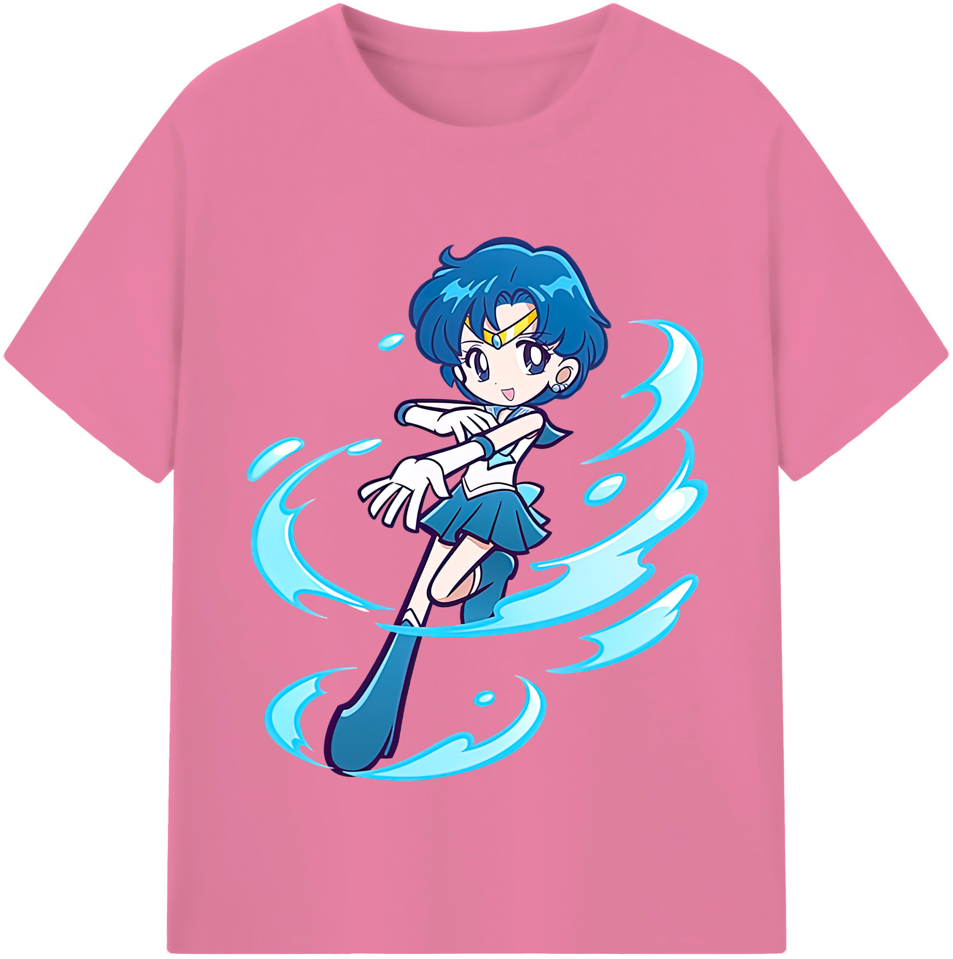 （画像用） 美少女戦士セーラームーン 水野 亜美 みずの あみ Sailor Moon Mizuno Ami 綿100％半袖Tシャツ（フロントプリント）